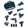 BOSCH Kit BMKB8-28AD3 (GSR12V-15+GTB12V-11+GDR12V-105+GWS12V-76+GST12V-70+GOP12V-28+GSA12V-14+GLI12V-80+3x2,0Ah+GAL1230CV+HDBAG)