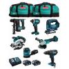 MAKITA Kit MK702 (DDF482 + DHR171 + DGA504 + DTD152 + DJV182 + DSS610 + DBO180 + 2 x 5,0 Ah + DC18RC + 2 x LXT600)