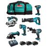 MAKITA Kit DLX6104MX1 (DHP458 + DTD152 + DGA452 + DSS610 + DJR186 + DML185 + 3 x 4,0 Ah + DC18RC + LTX600)