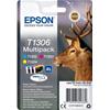 ORIGINAL Epson Multipack ciano / magenta / giallo C13T13064012 T1306 3 cartucce d'inchiostro: T1302 + T1303 + T1304 mod.  C13T13064012 T1306 EAN 8715946464619